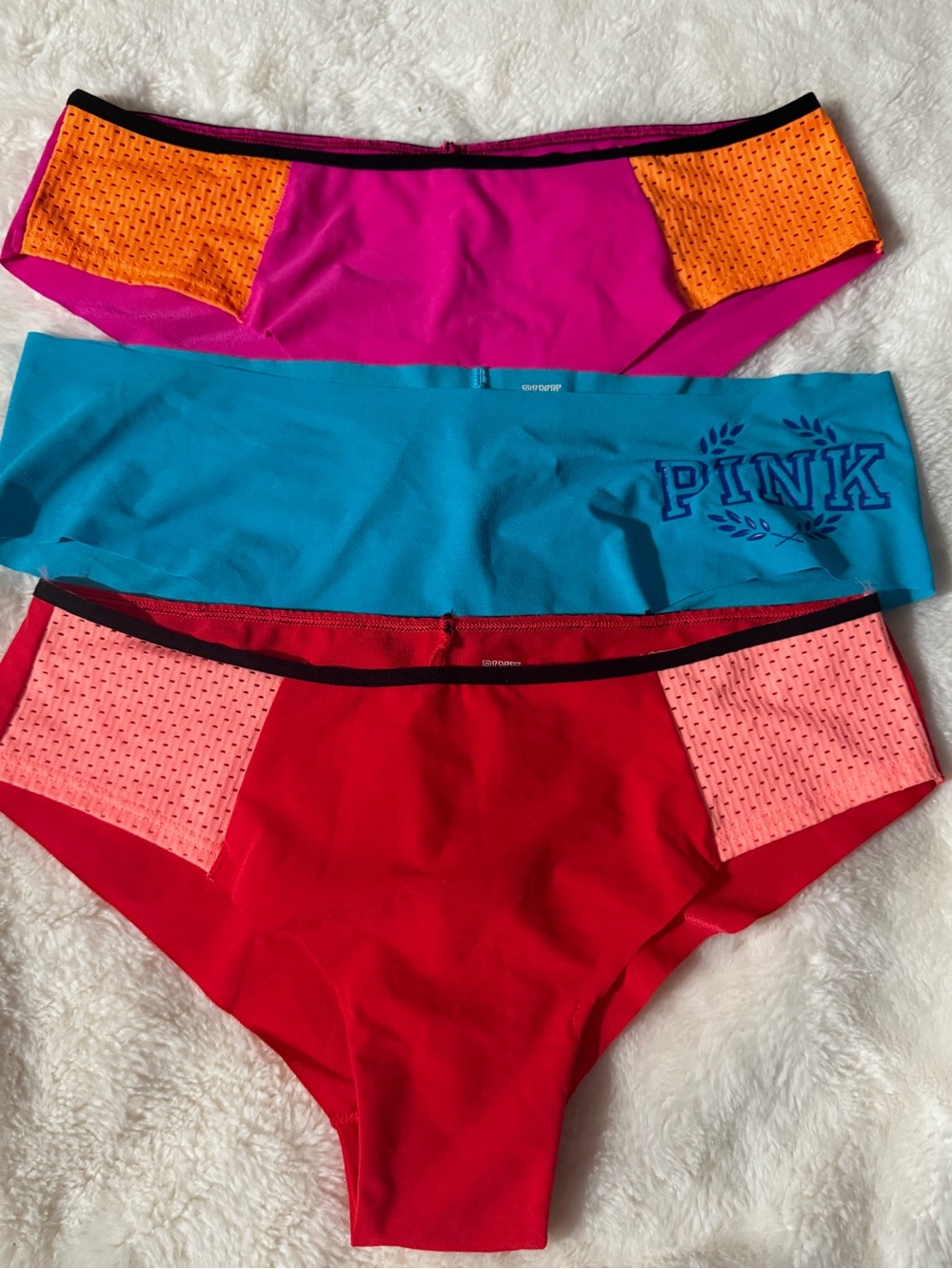 PINK Victoria's Secret Colorblock Bikini Briefs - Pink, Orange, Blue, Red